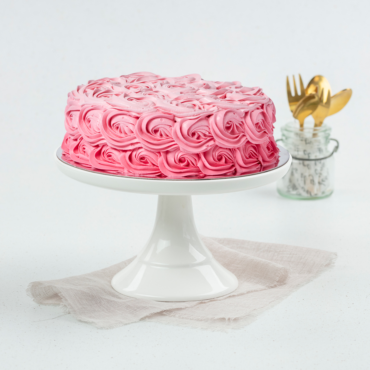 Elegant Rose and Hydrangeas Wedding Anniversary Single tier Cake
